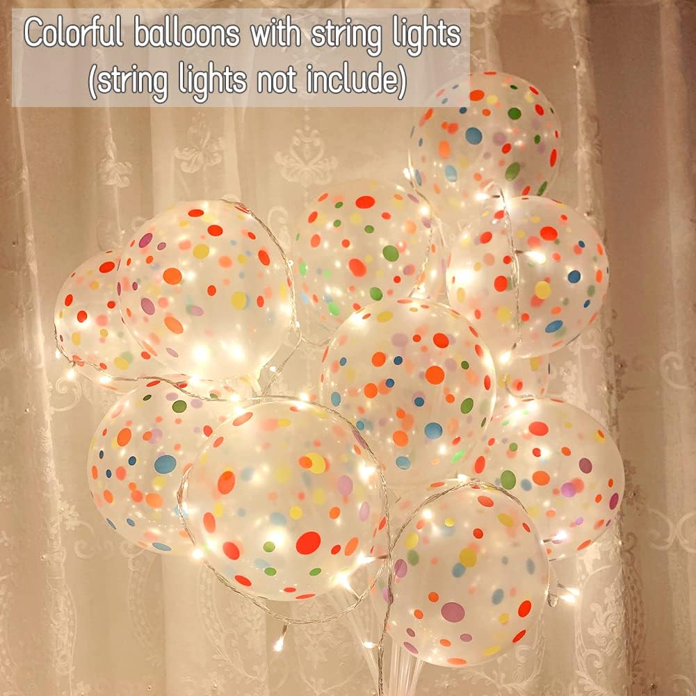 50 Piece Rainbow Polka Dot Balloons for Birthday Party