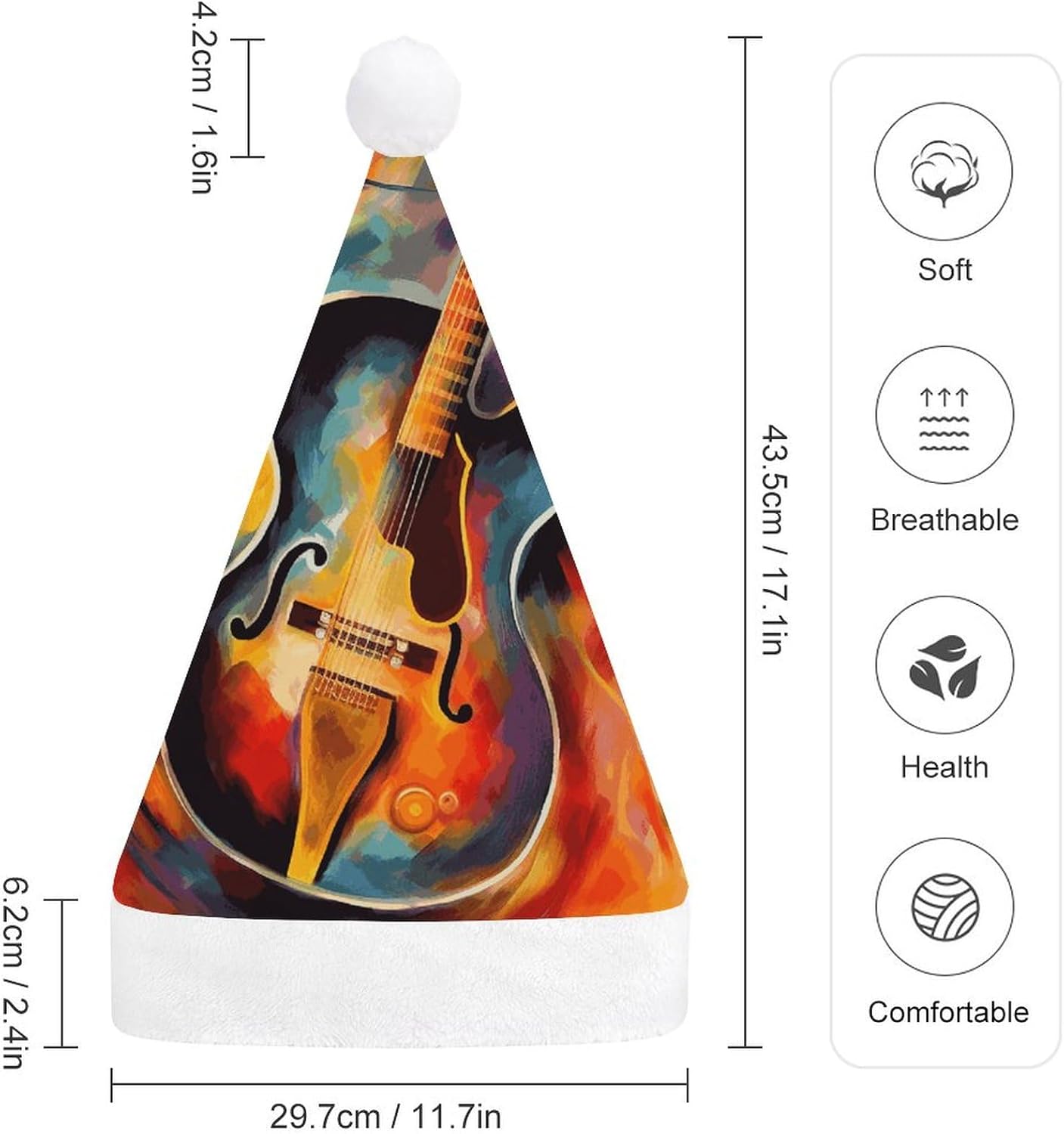 Santa Hat Abstract Watercolor Guitar Christmas Headwear