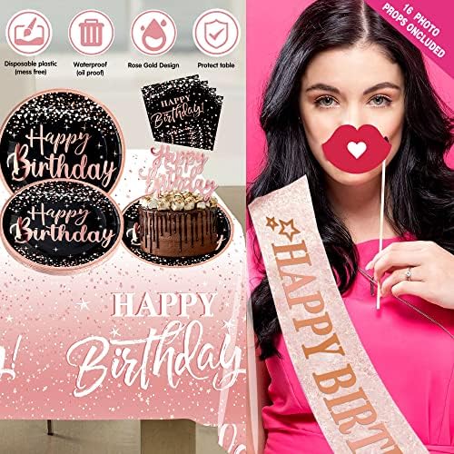 Rose Gold Birthday Decorations for Women - 170pcs