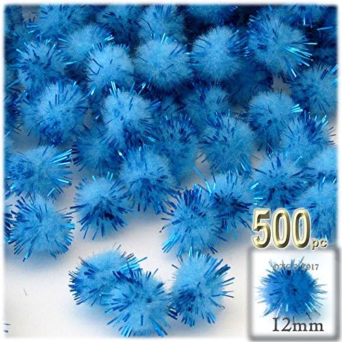 The Crafts Outlet Chenille Sparkly Pom Poms Emerald Green 05-inch 500pc
