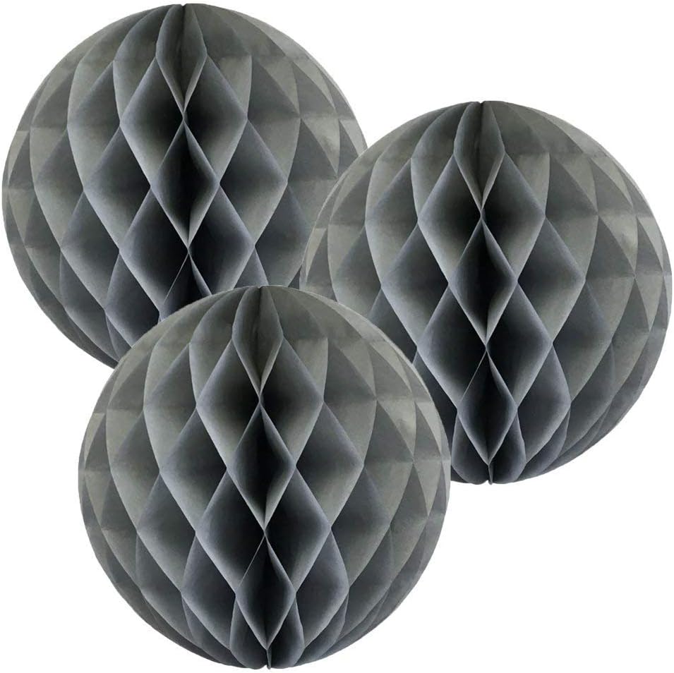 Pack of 3 Paper Honeycomb Balls Grey 10 Inch