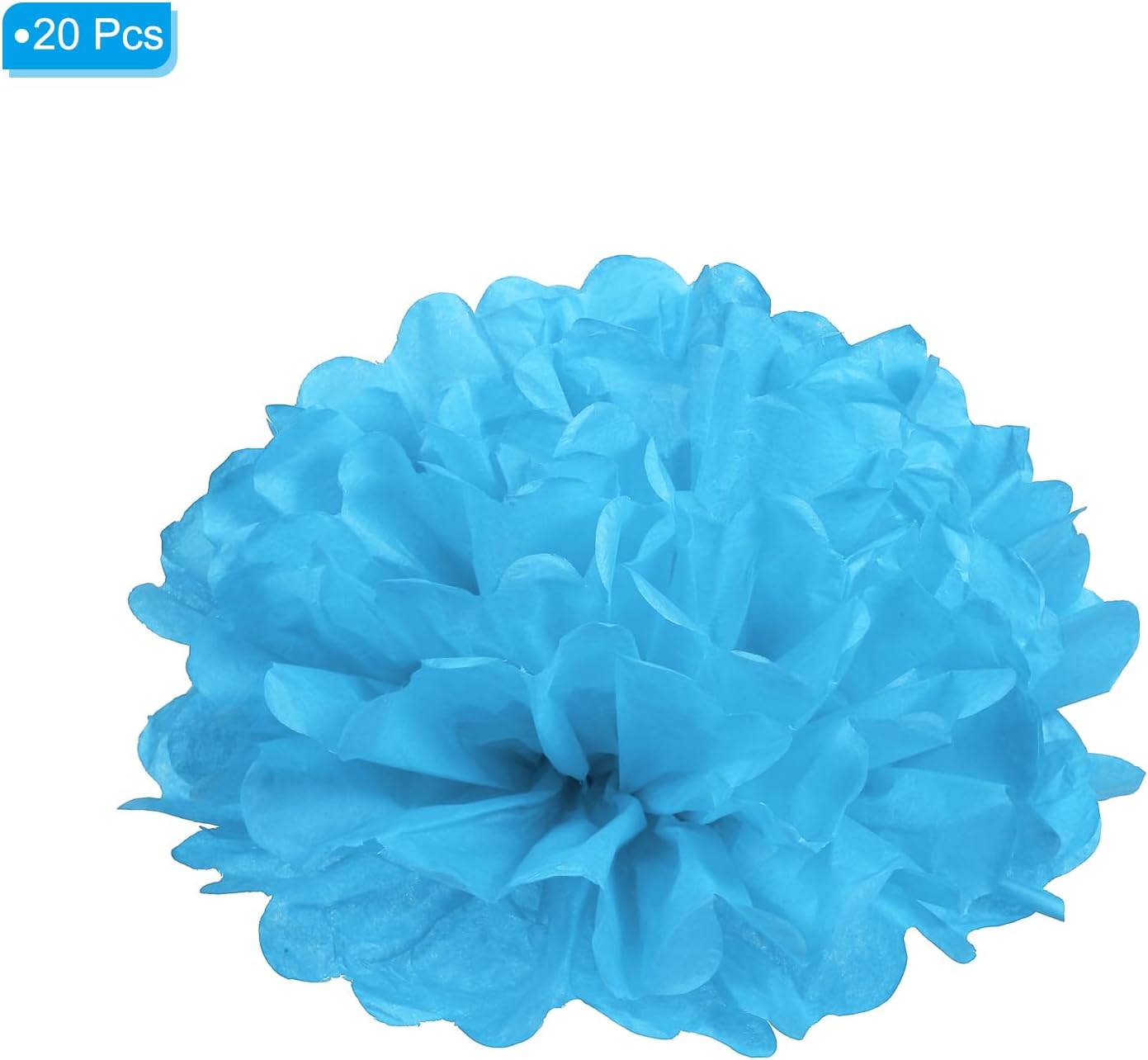 PATIKIL 4 Inch Blue Tissue Pom Poms Flowers 20 Pack