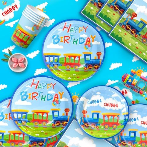 Train Birthday Party Supplies 128pcs Set