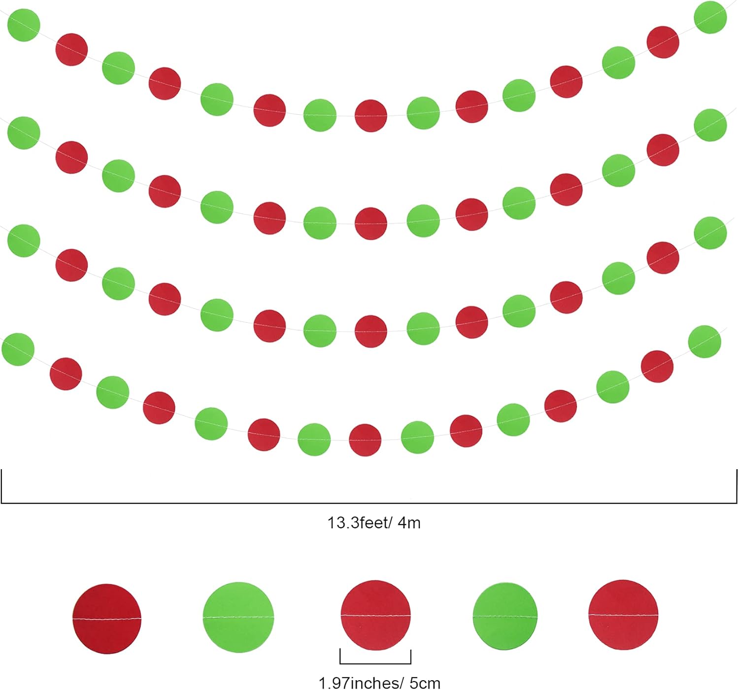 Red Green Christmas Streamers Decorations 16m Set