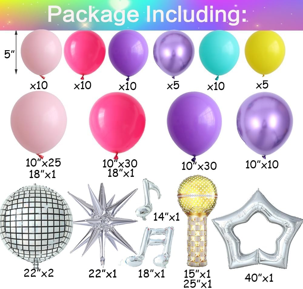 Songstar Birthday Balloon Arch Kit 155pcs Pink Purple