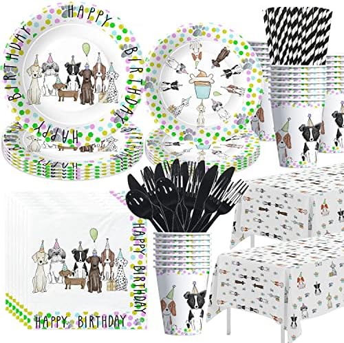 Xigejob Puppy Dog Party Supplies Set for 24 Guests