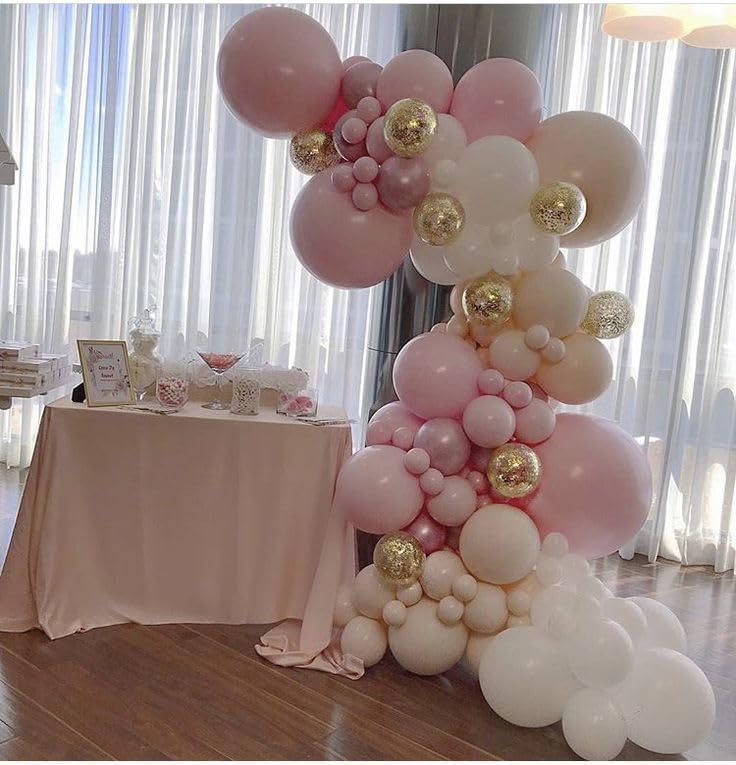 FEYG Blush Pink and Gold Balloons Set