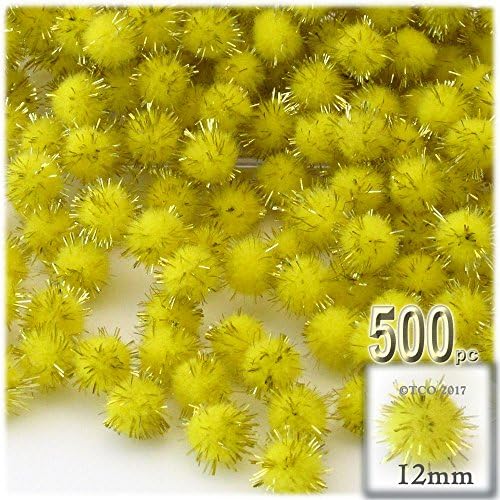 The Crafts Outlet Chenille Sparkly Pom Poms Emerald Green 05-inch 500pc