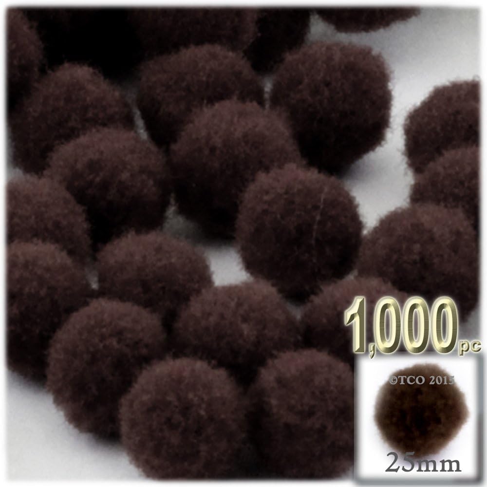 The Crafts Outlet 1000 Piece Acrylic Pom Poms Black 25mm
