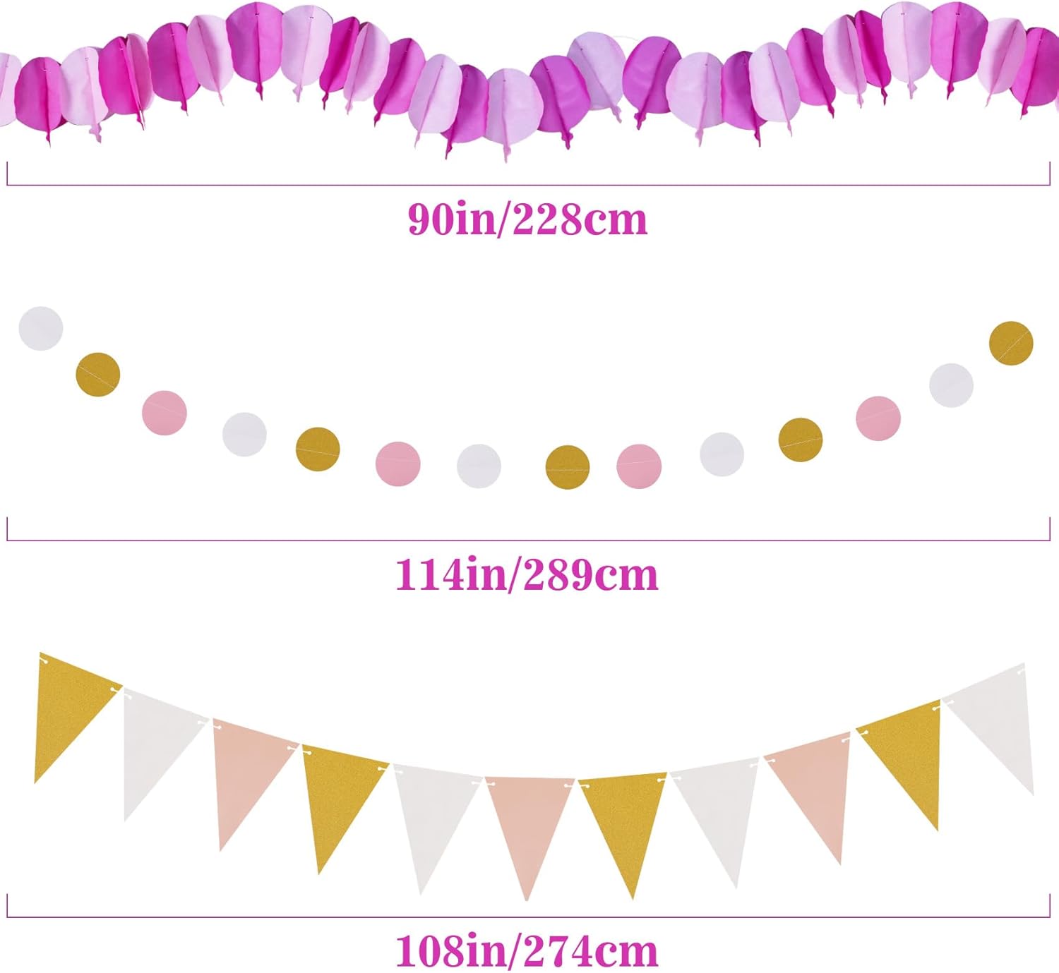 Huryfox 33pcs Pink Party Decorations Set