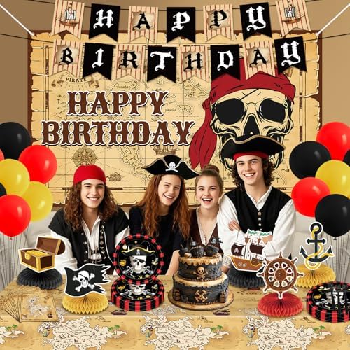 Pirate Party Decorations Set 62Pcs for Boys