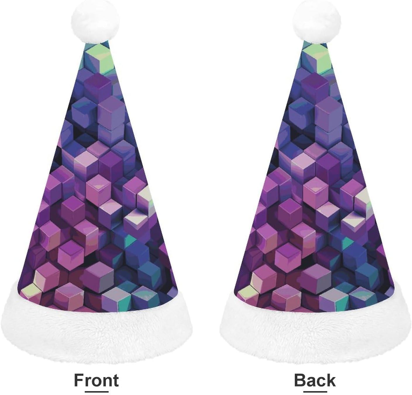 Purple Christmas Hat Abstract Color Cubes Novelty Headwear