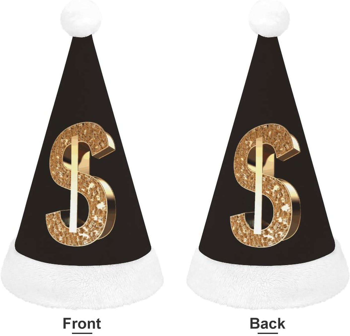 Santa Hat with Gold Dollar Sign Christmas Headwear