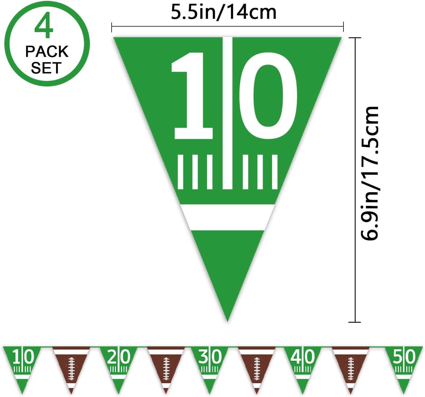 Oigco Football Party Decor Bunting Triangle Flags