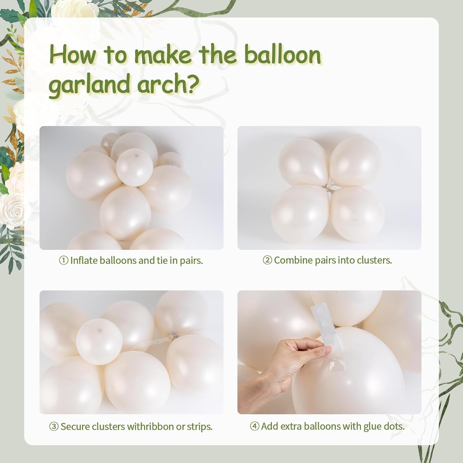 134pcs Double Stuffed Pearl White and Black Balloons Garland Arch Kit