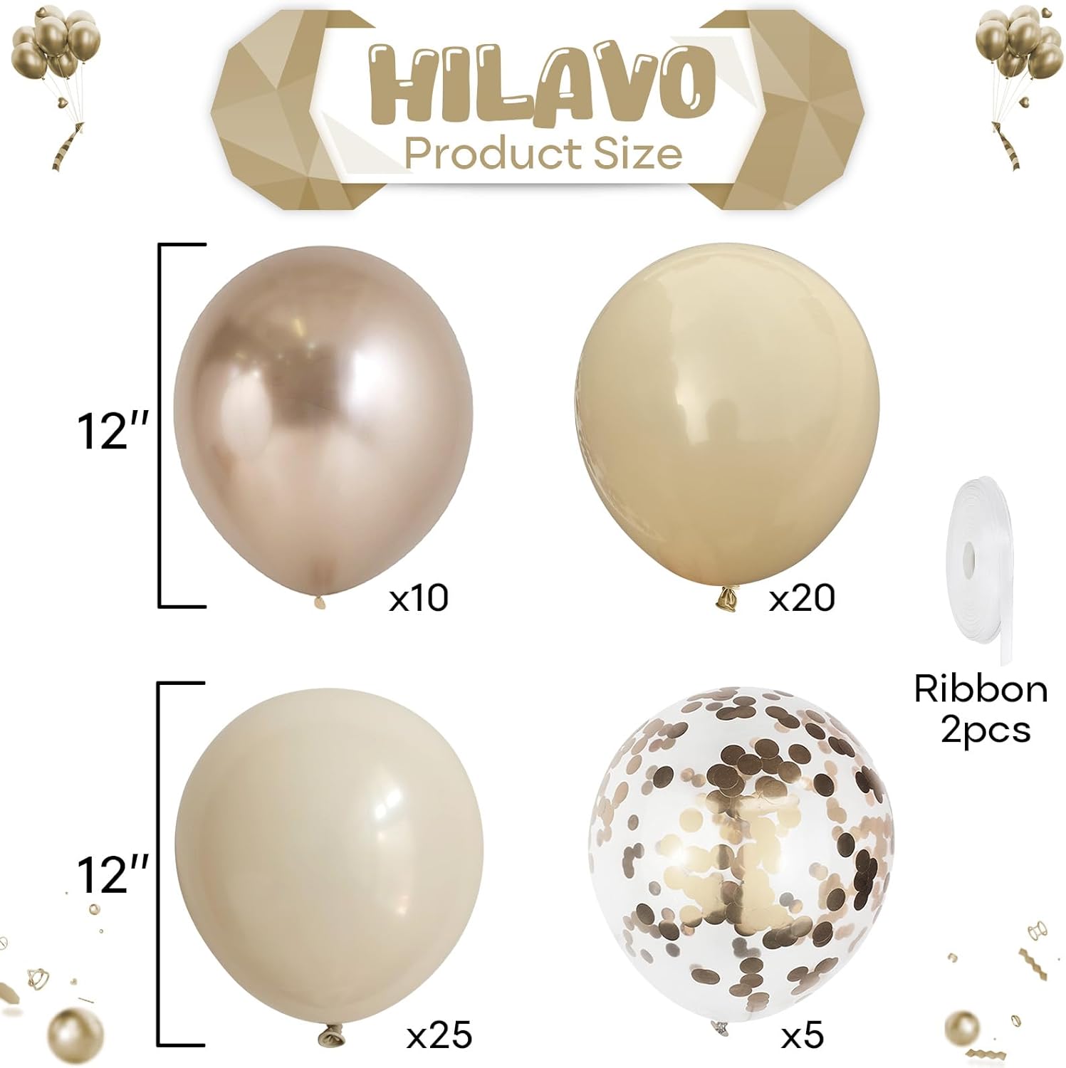 Beige Champagne Gold Balloon Set 60Pcs 12 Inch Neutral Decorations