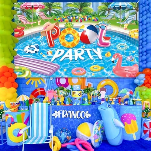 Pool Party Banner 6x36 ft Bright Colors