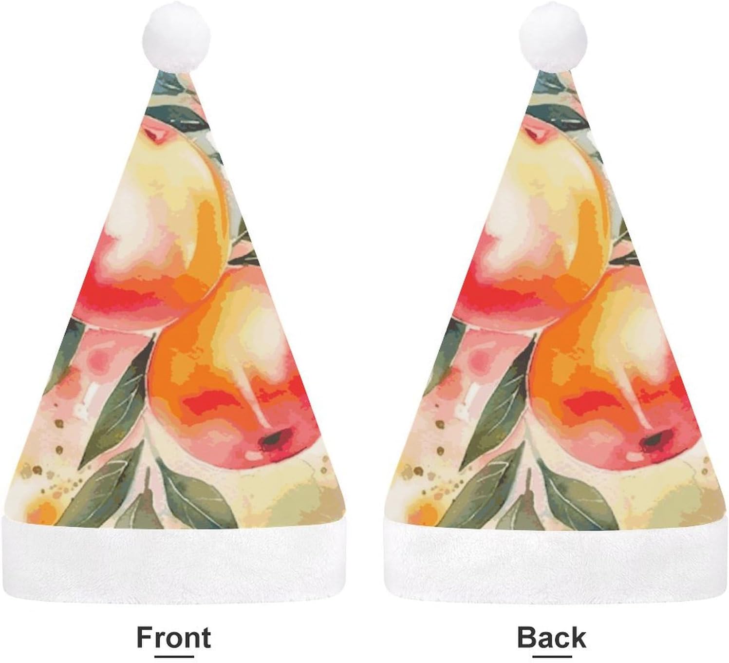 Colorful Peach Watercolor Santa Hat Christmas Headwear
