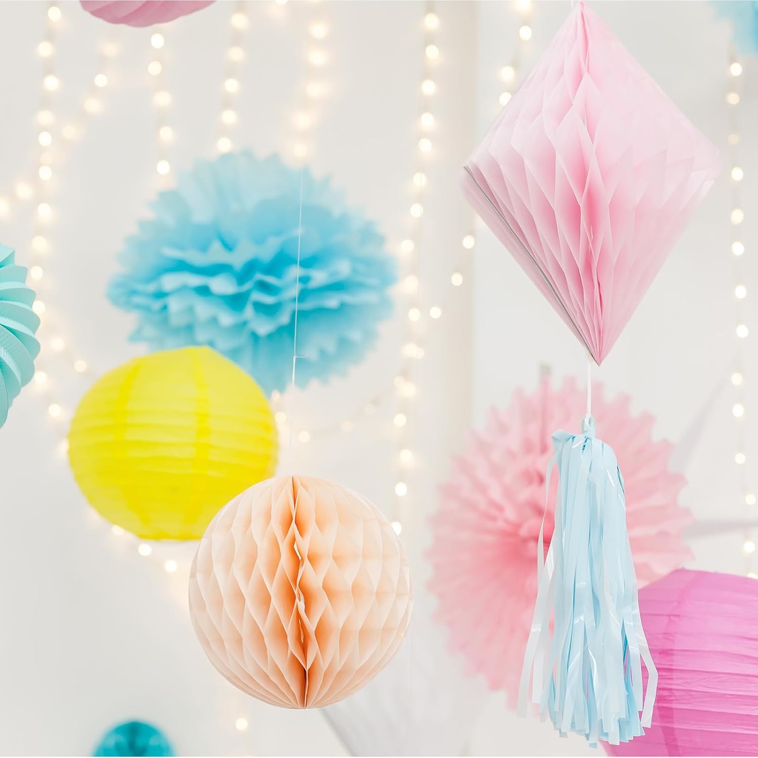PATIKIL 8 Inch Tissue Pom Poms Flowers 10 Pack Turquoise