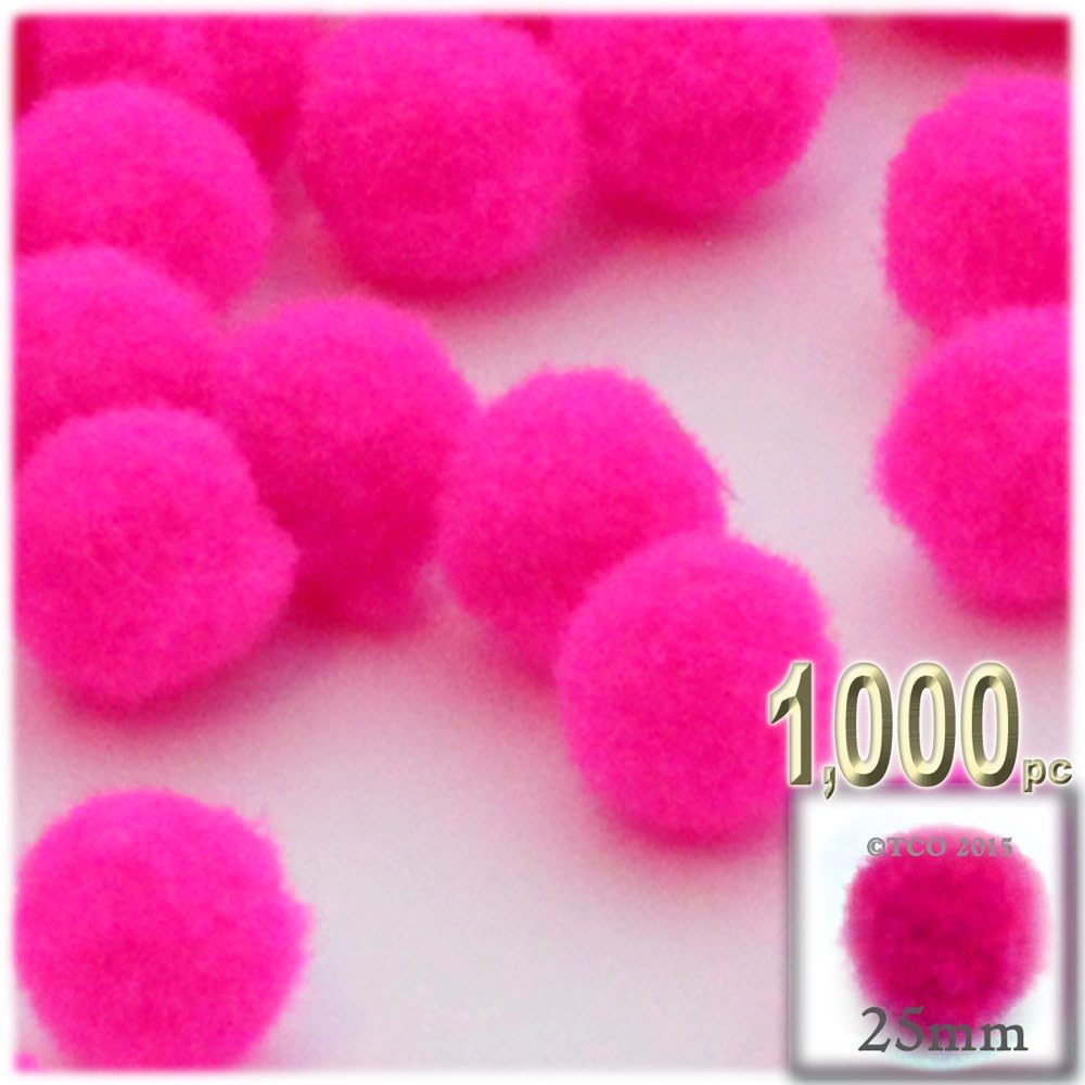 The Crafts Outlet 1000 Piece Light Blue Pom Poms 25mm Acrylic Round