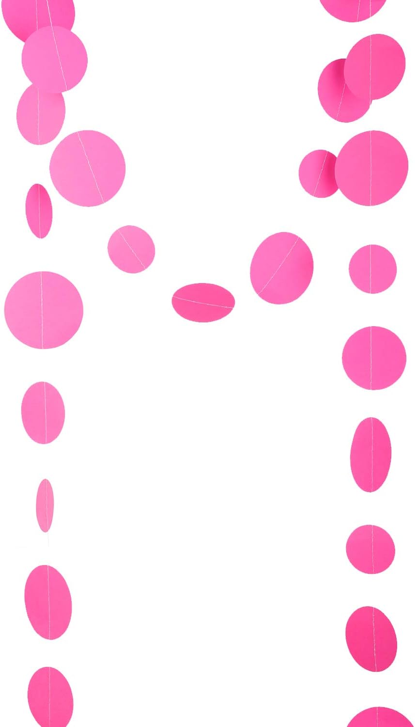 Hot Pink Paper Garland with Dots 20 Feet Total