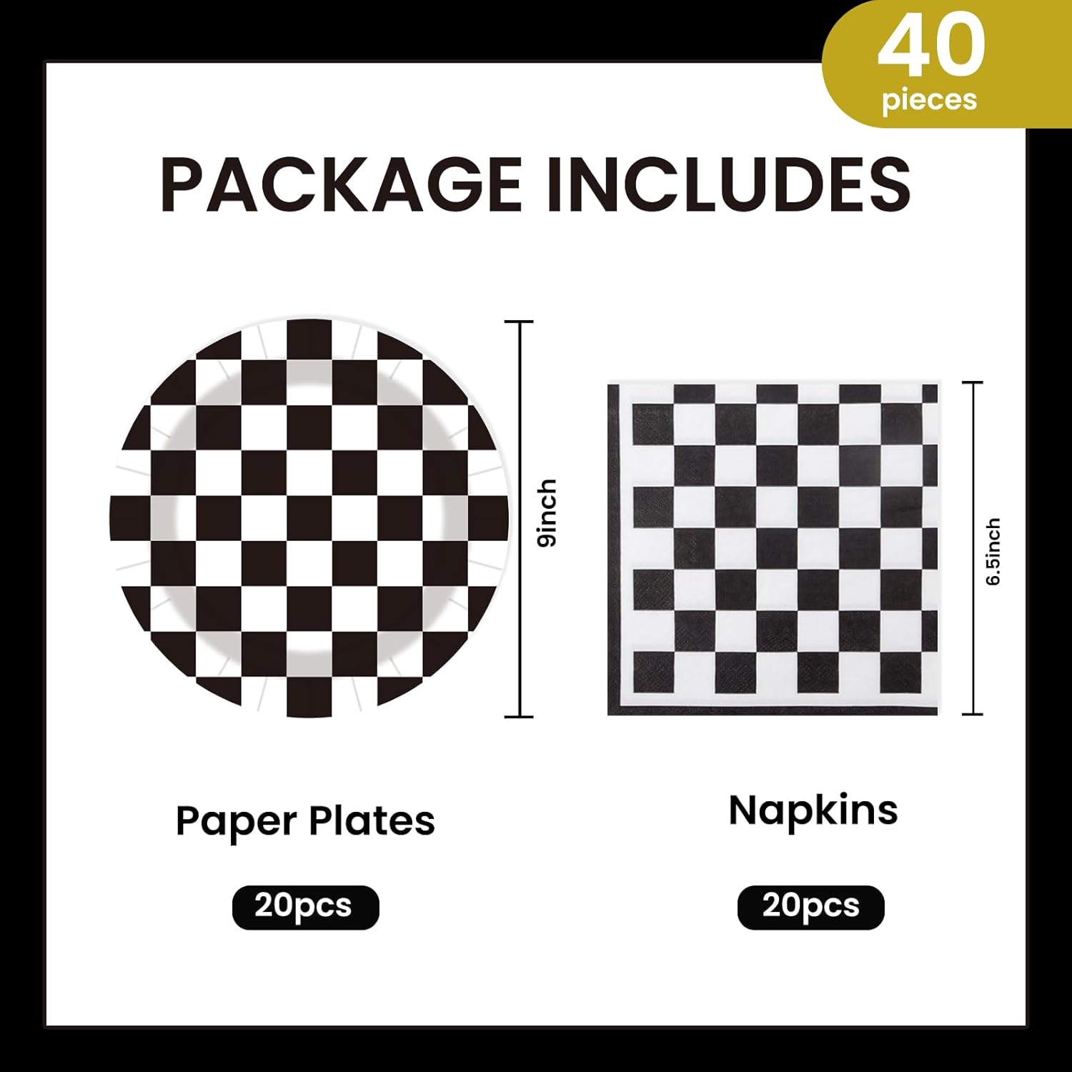 40Pcs Race Car Party Supplies Plates and Napkins