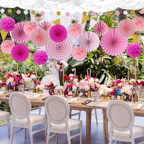 Huryfox 33pcs Pink Party Decorations Set