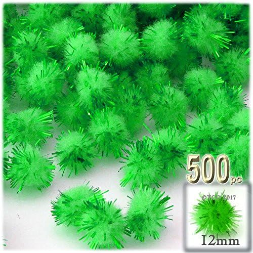 The Crafts Outlet Chenille Sparkly Pom Poms Emerald Green 05-inch 500pc
