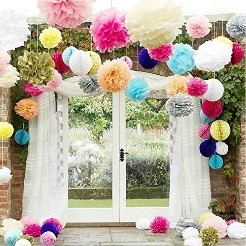 6 pcs White 10-Inch Paper Pom Poms Wedding Decor