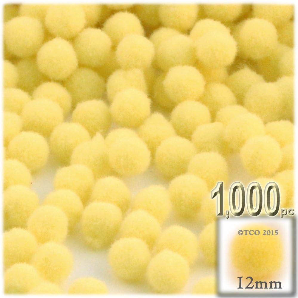 The Crafts Outlet 1000 Piece Multi Purpose Pom Poms Sun Yellow Acrylic 12mm