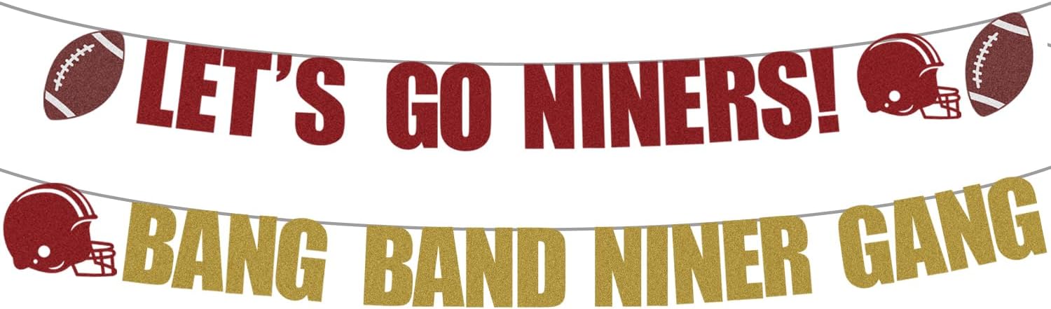 Lets Go Niners Glitter Banner Football Decor