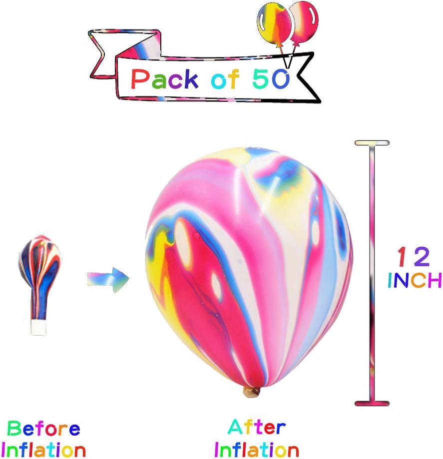 Mayen 50 Pcs 12 Inches Tie Dye Balloons for Parties and Celebrations