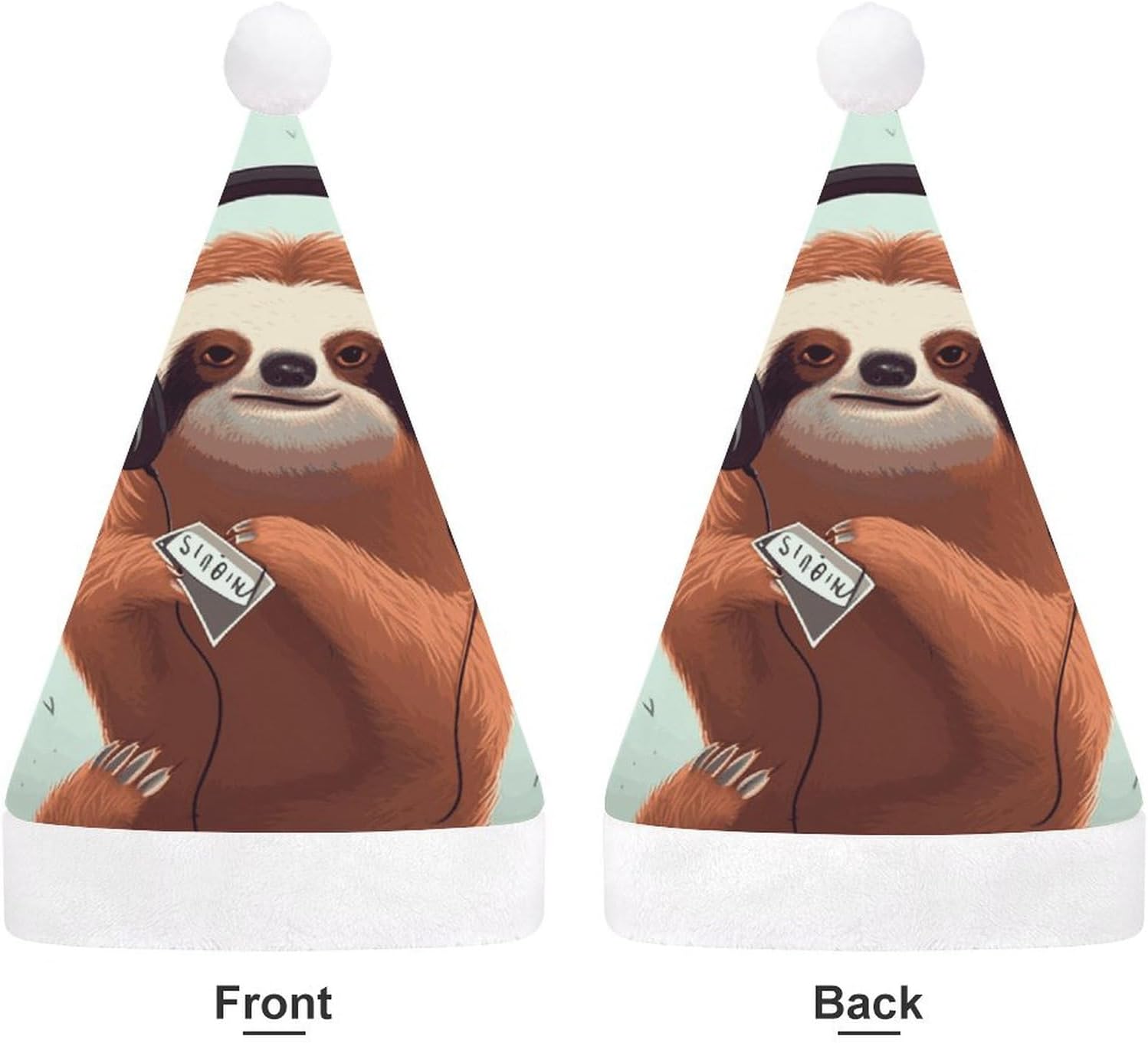 Funny Cute Animal Sloth Christmas Santa Hat Holiday Party Headwear
