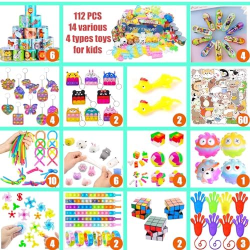 112 PCS Pop Fidget Party Favor Toys Set for Kids