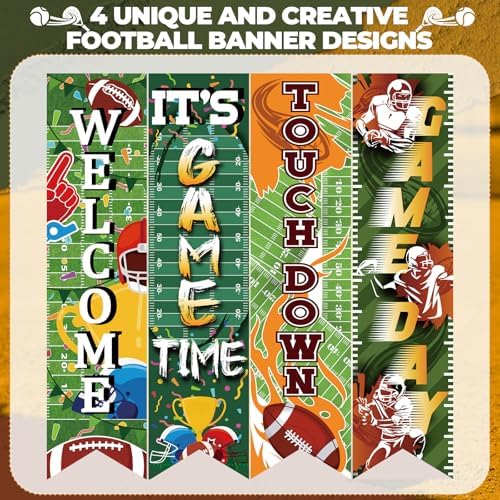 Breling Football Field Backdrop Banner Decorations 4 Pack