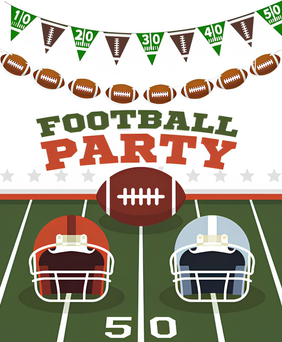 Football Party Banner Hanging Garland Decorations 4Pcs