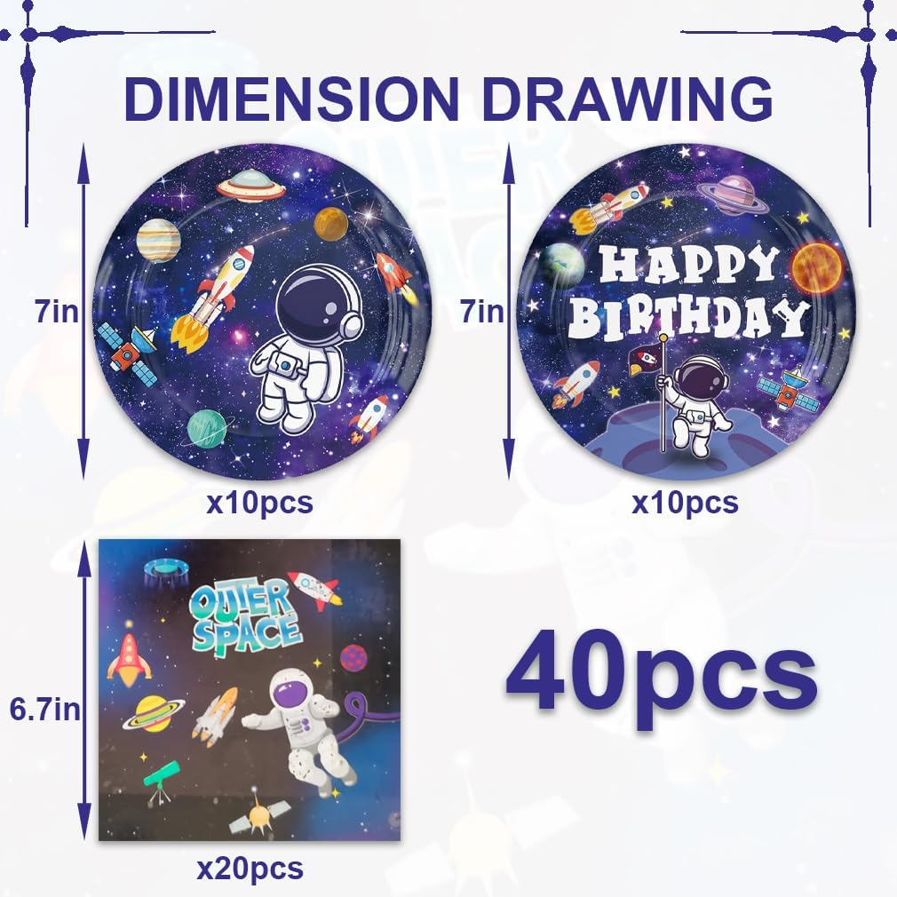 40pcs Space Party Supplies Set for 24 Guests