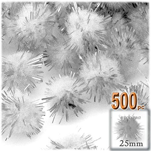 The Crafts Outlet Chenille Sparkly Pom Poms Red 10-inch 500-pc
