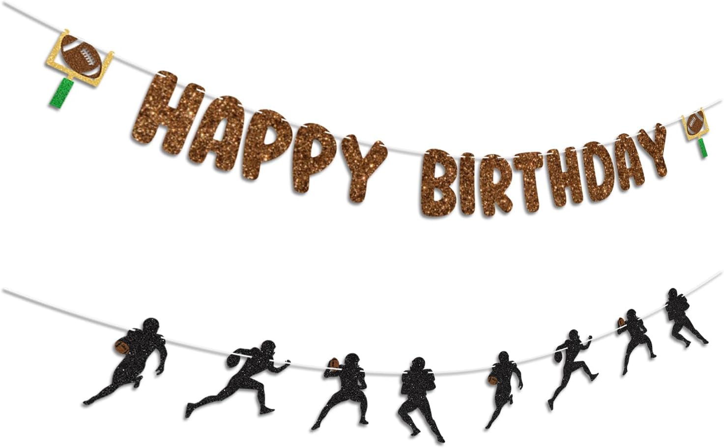 Football Birthday Banner with Glitter Letters