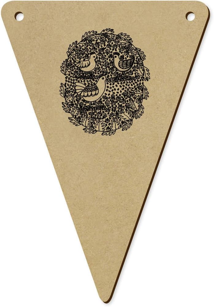 Azeeda 5 x 140mm Three French Hens Wooden Bunting Flags
