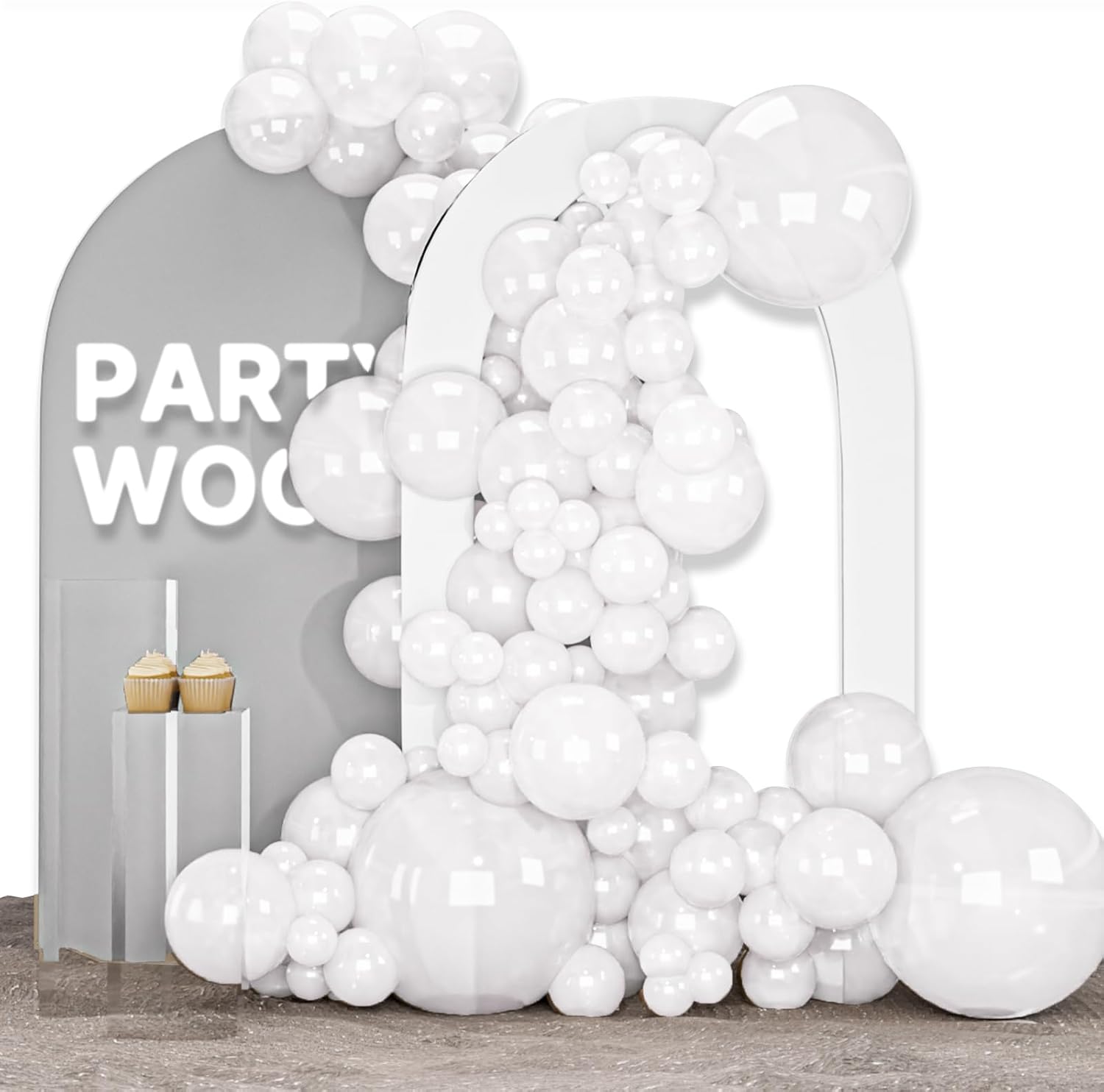 PartyWoo Pearl White Balloons 85pcs Arch Kit Garland Decorations