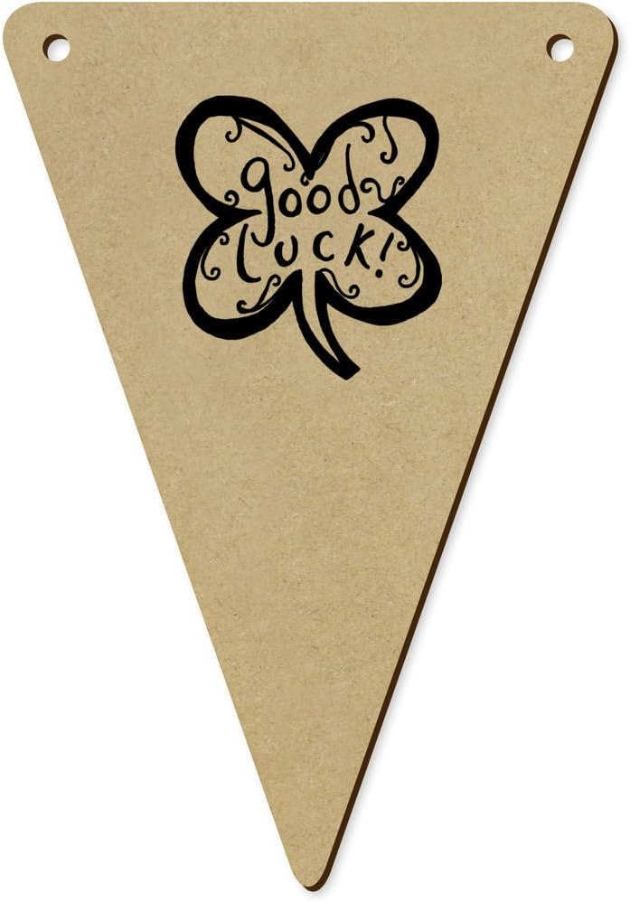 Azeeda 5 x 140mm Good Luck Clover Wooden Bunting Flags