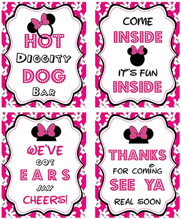 Minnie Mouse 12 Months Photo Banner with Mickey Party Signs