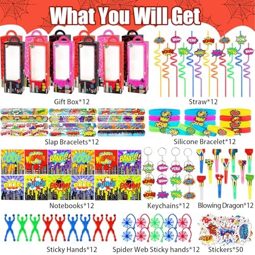 158Pcs Hero Party Favors 12 Guests Set