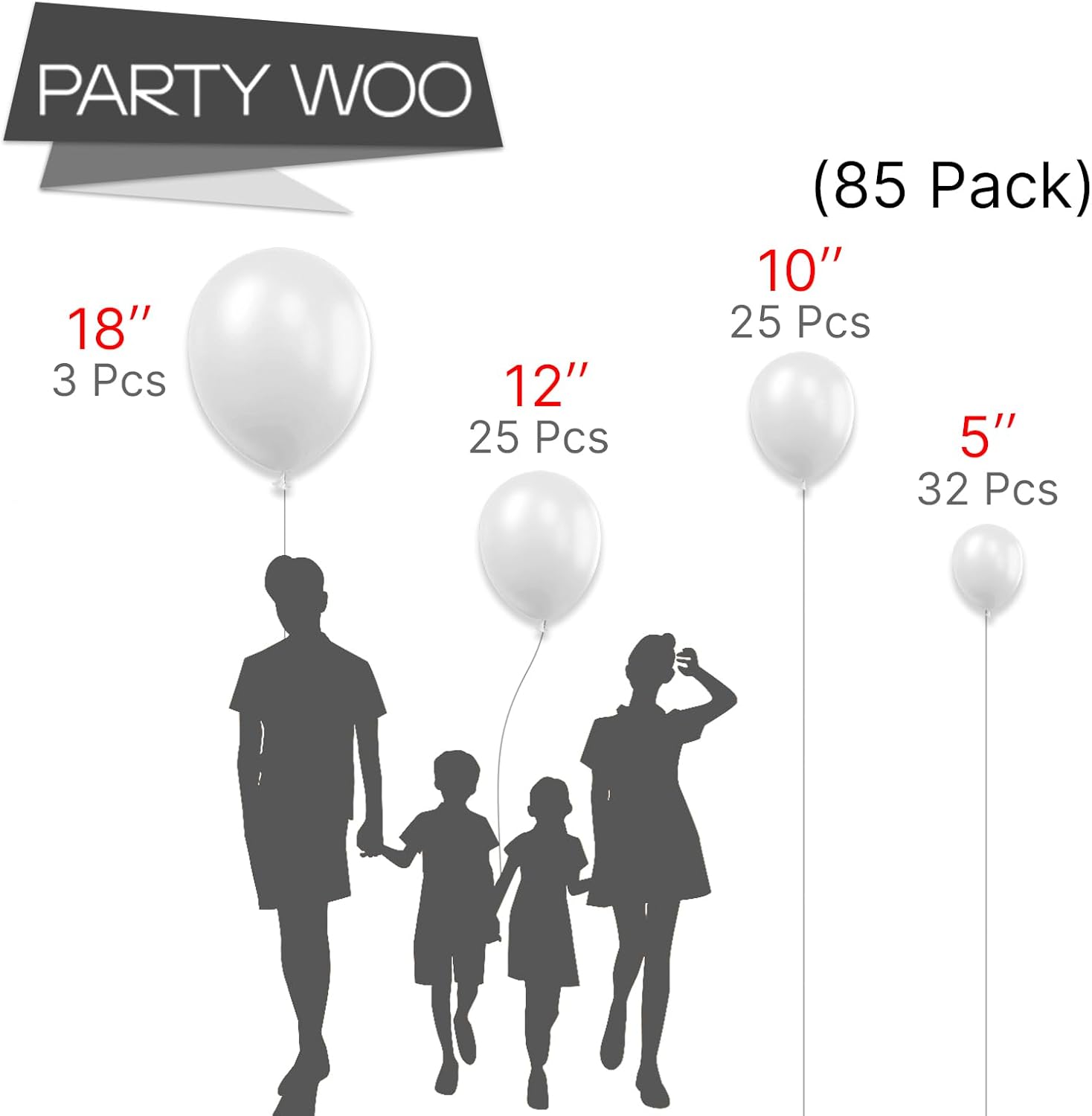 PartyWoo Pearl White Balloons 85pcs Arch Kit Garland Decorations