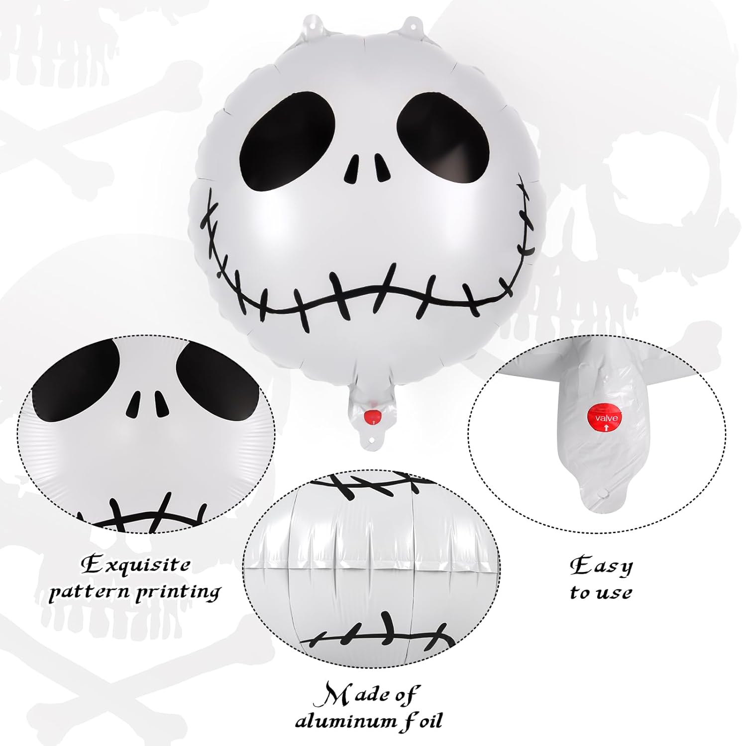 12 Pcs Halloween Balloons Skull Foil Balloons