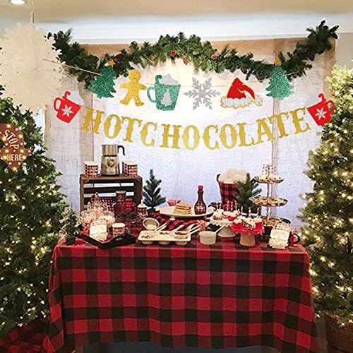Glitter Christmas Hot Chocolate Banner for Holiday Decorations