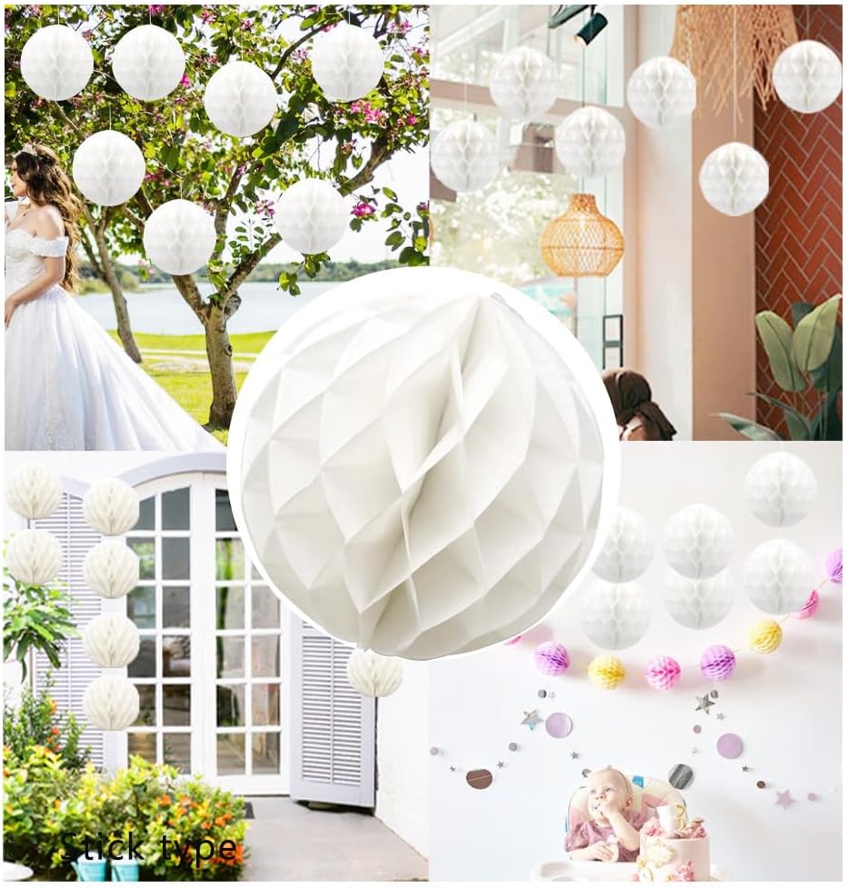 Hocansen 8 Pcs Paper Honeycomb Balls for Parties