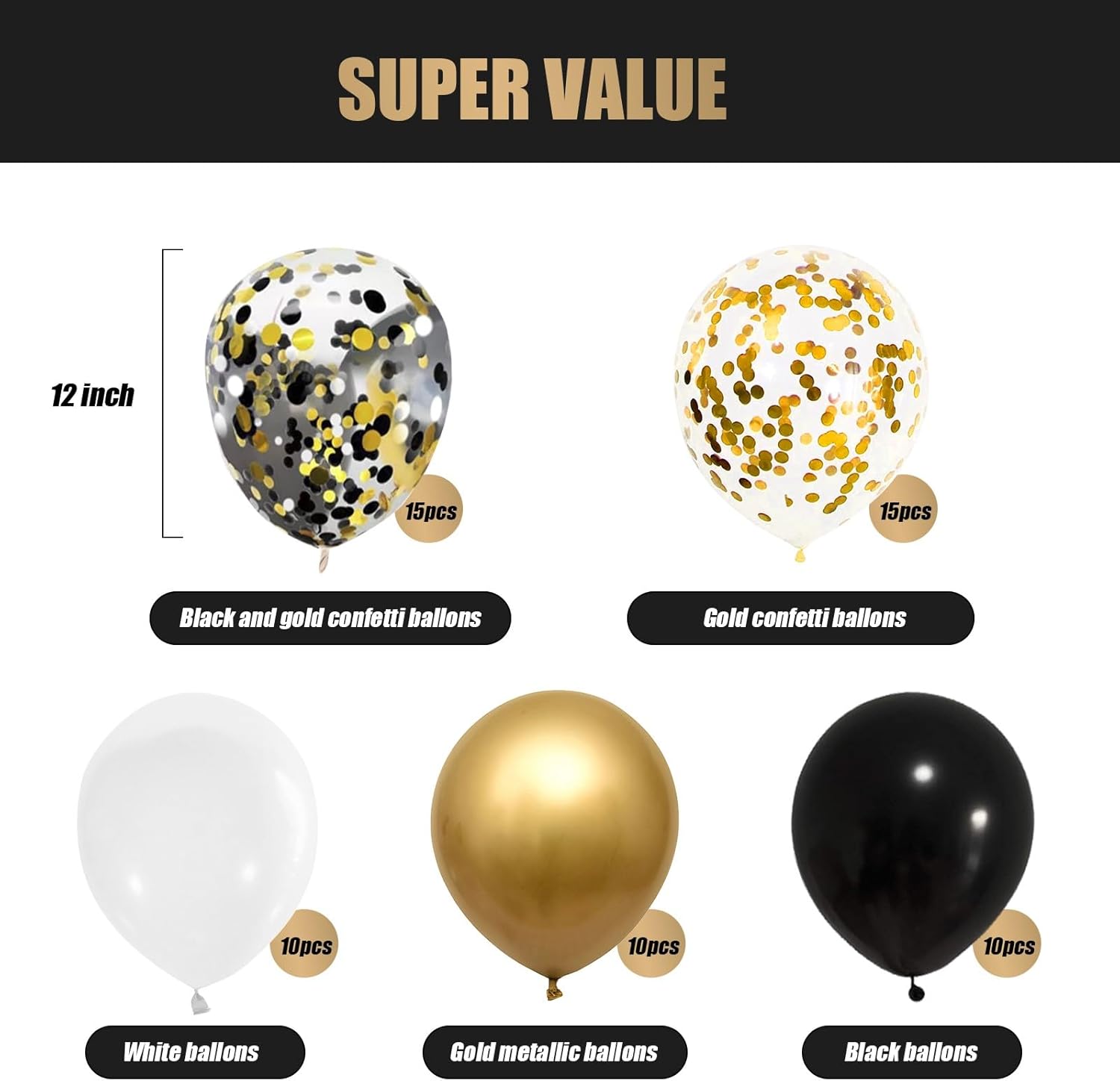 OUTEPAI 62pcs Colorful Confetti Balloons Kit