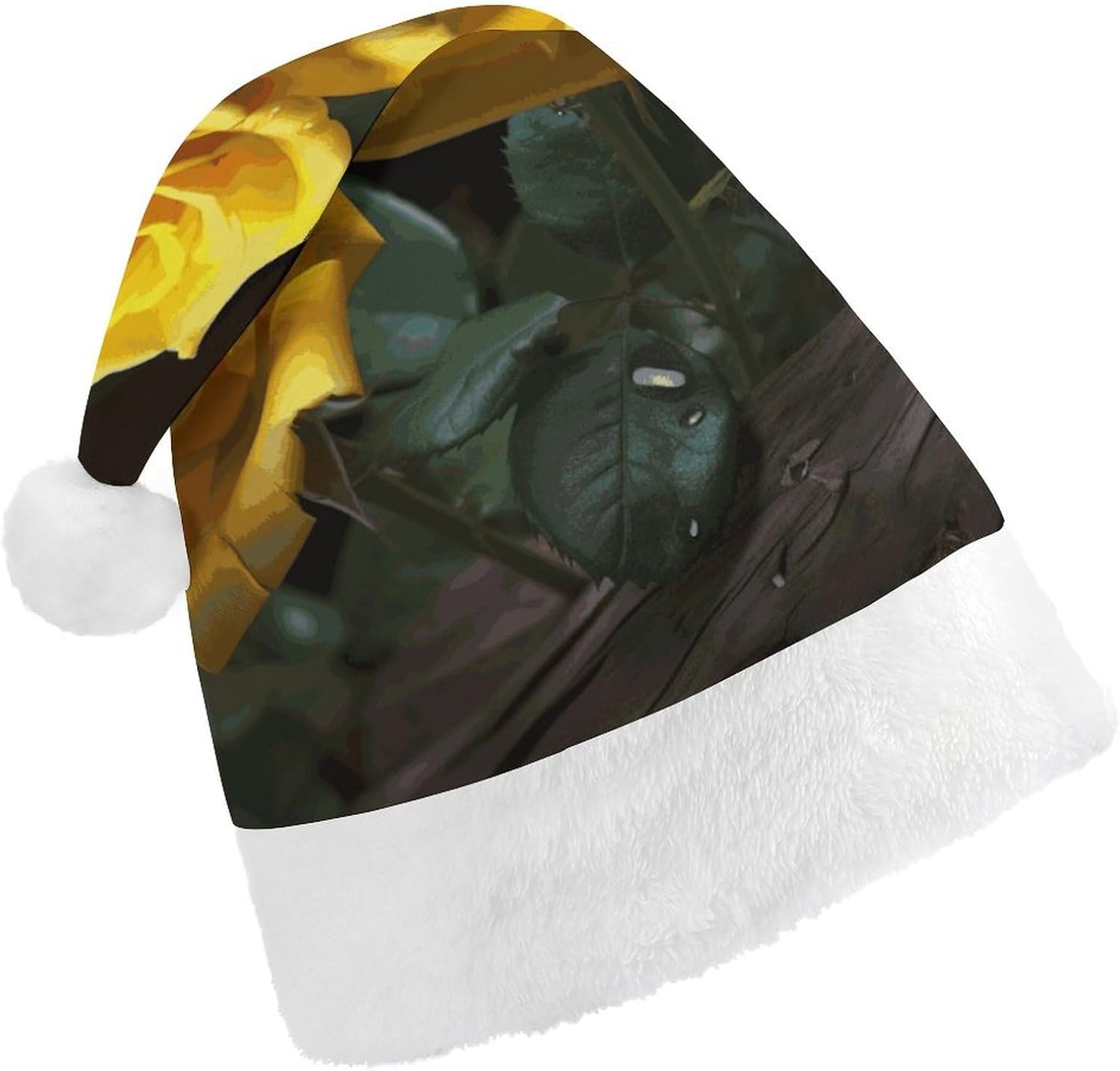 Santa Hat with Yellow Roses for Christmas Party